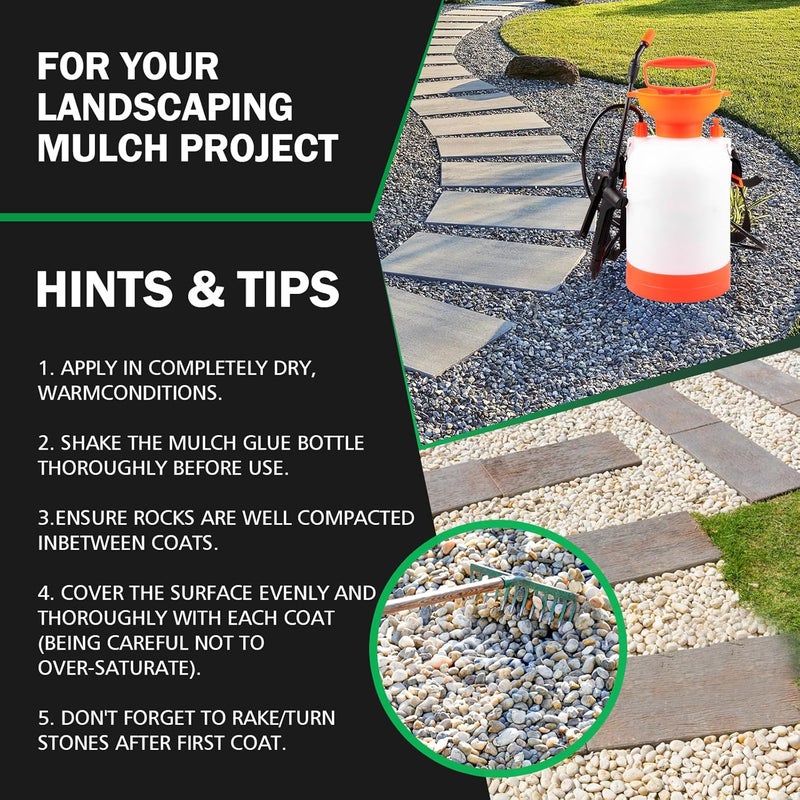 USKICH Mulch Glue for Landscaping, 88 0Z Rock Glue,Fast-Dry No-Toxic Long-Lasting Strong Pebble Binder, Pine Straw for Outdoor, Mulch Lock for Cypress, Lawn, Garden,Landscape Edging - Image 3